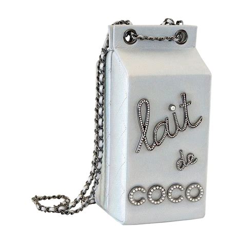 silver chanel milk carton bag